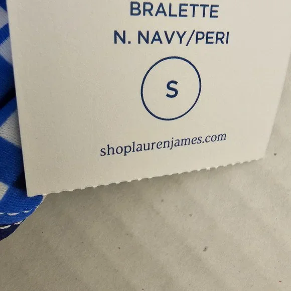 New Lauren James Gingham Off The Shoulder Bikini Top in Blue Peri Bralette S - Picture 5 of 5